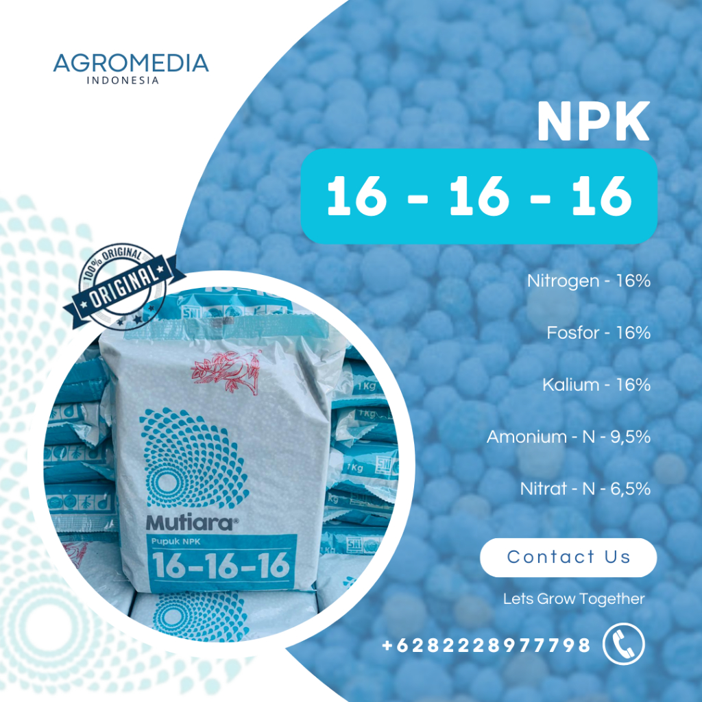 Pupuk NPK 16-16-16 Mutiara ORIGINAL / Pupuk NPK / Pupuk Mutiara / NPK161616
