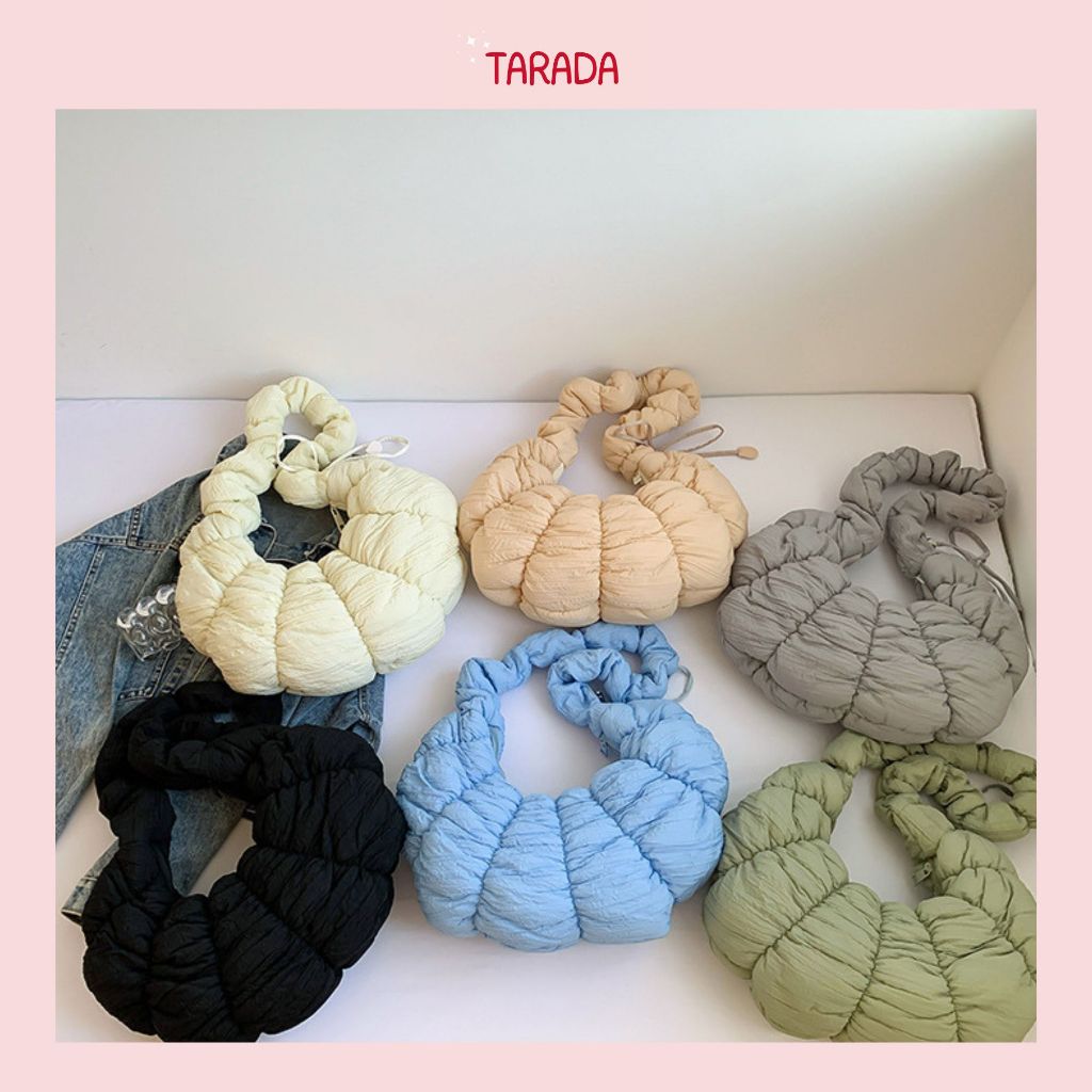 TARADA Tas Bahu Wanita Serut Puffy Sling Bag Tas Serut Korea Kekinian Tas Bahu Import Premium