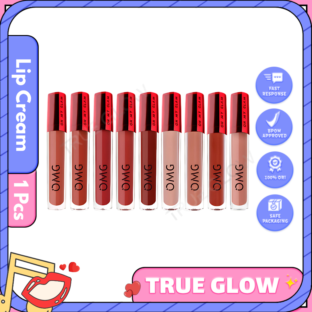 OMG OH MY GLAM Mattelast Lip Cream 2.9 g - Lip Cream Matte Dengan Warna Intense, Tahan Lama & Ringan