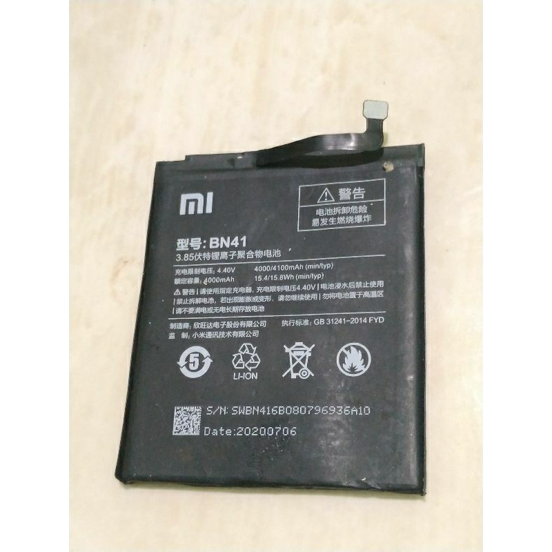 BATERAI BN41 REDMI NOTE 4 MEDIATEK BEKAS COPOTAN NORMAL JOS BATTERY BATRE NOTE 4 MTK BN 41