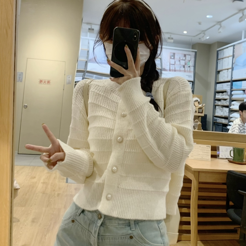 Qlioo Fashion Korea Sweater Rajutan / Kardigan Rajutan Lengan Panjang / Jaket Rajutan Pendek Premium