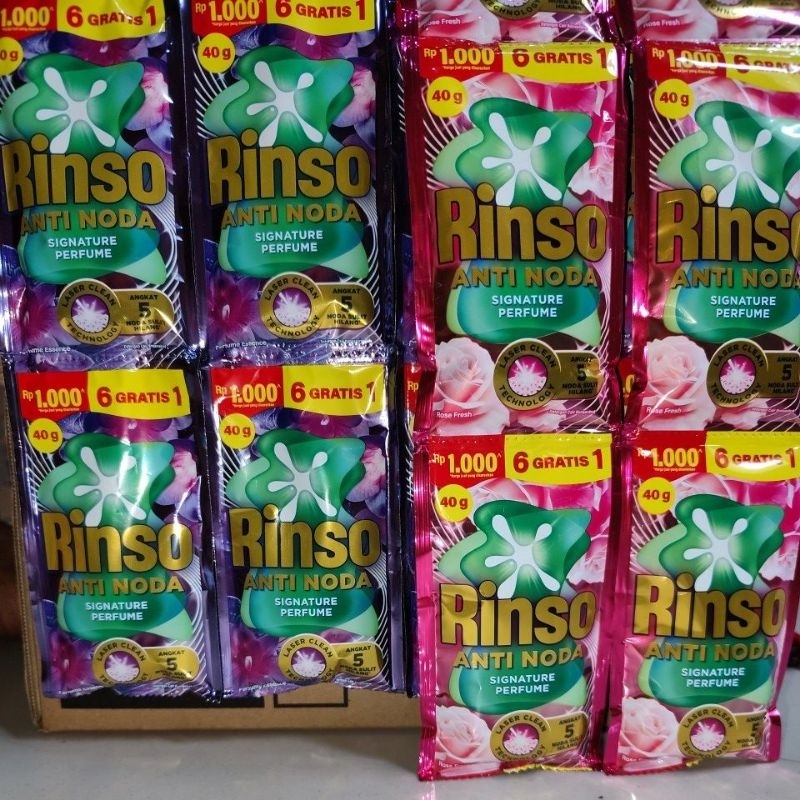 Rinso Anti Noda Signature Perfume Rose Fresh/parfume Essence/Gold Cair 1 dus  (96+16)sachet x 40g @1