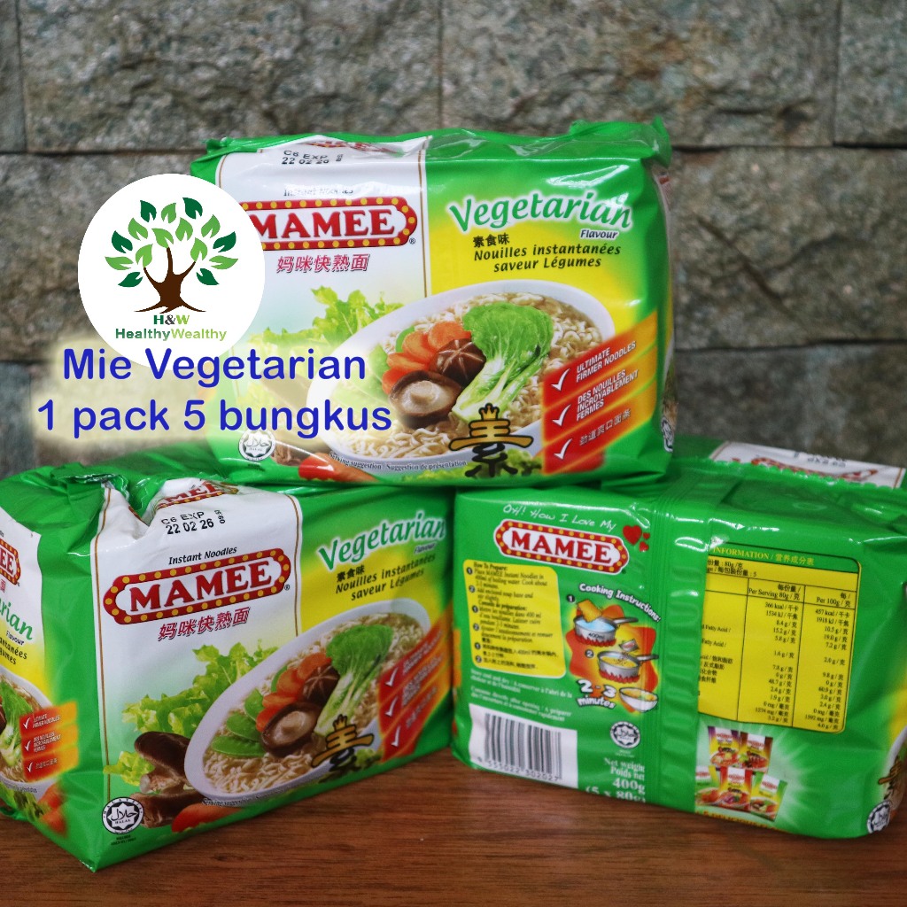 

Mamee Mie Vegetarian | 1 pack 5 bungkus | 1 bungkus 80 gram