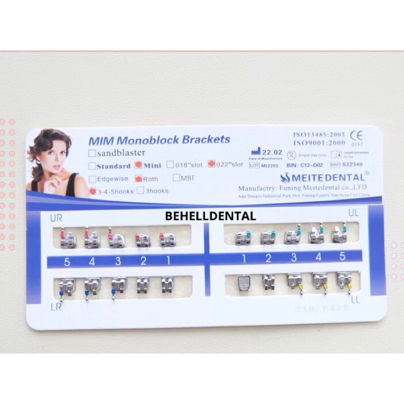 BRACKET BEHEL TOP SERIES ROTH METAL MIM MINI MBT HOOK 345 - Dental Orthodontic MINI ROTH Kawat Brace