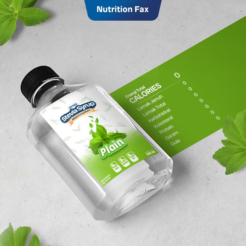 

OREZZ Sirup Stevia Rasa Plain SUGAR FREE untuk Minuman​ 50 ML 0 Kalori ramah diabetes