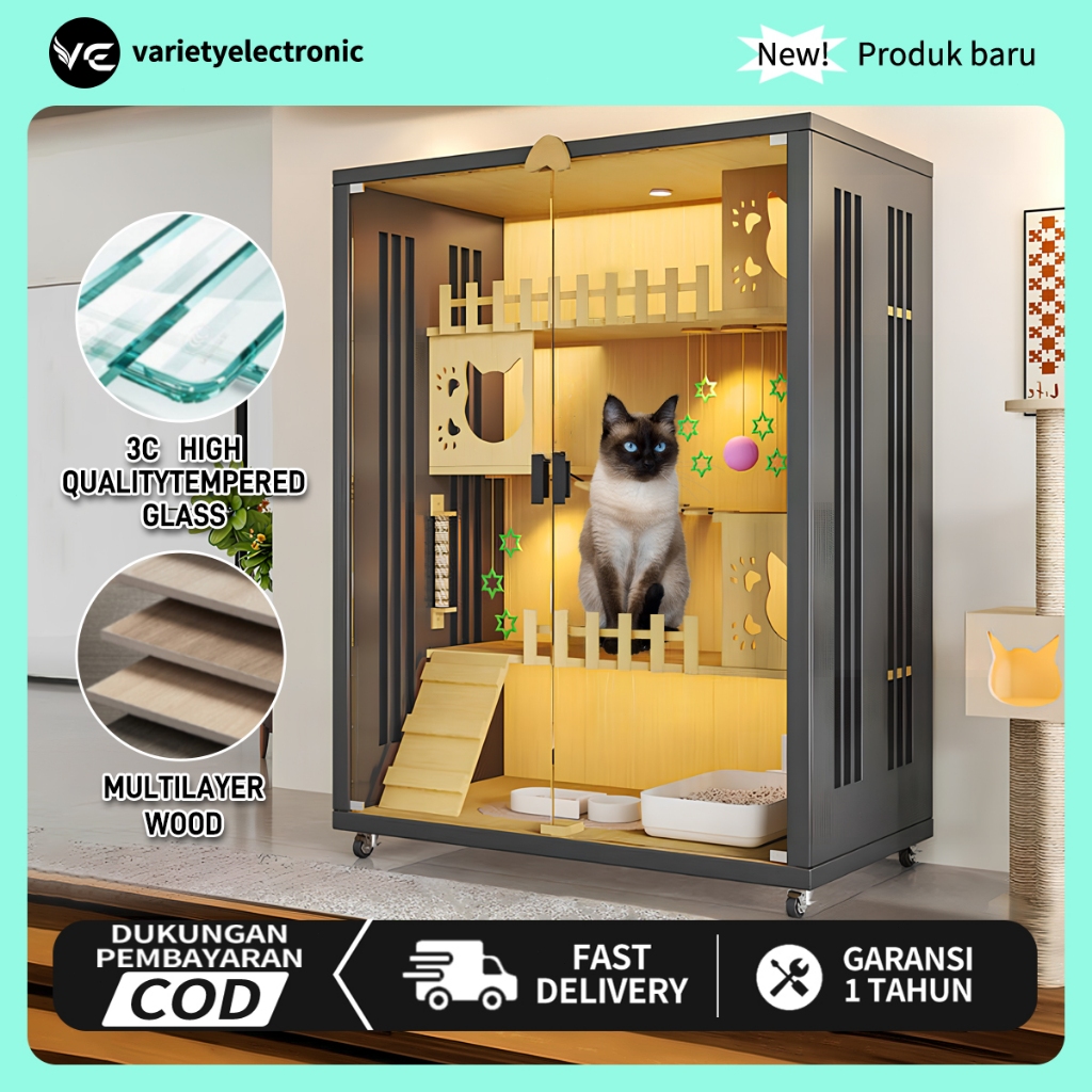 【COD】Rumah kucing mewah Kandang /Kandang rumah kucing tahan gores rumah kucing kayu rumah kucing vil