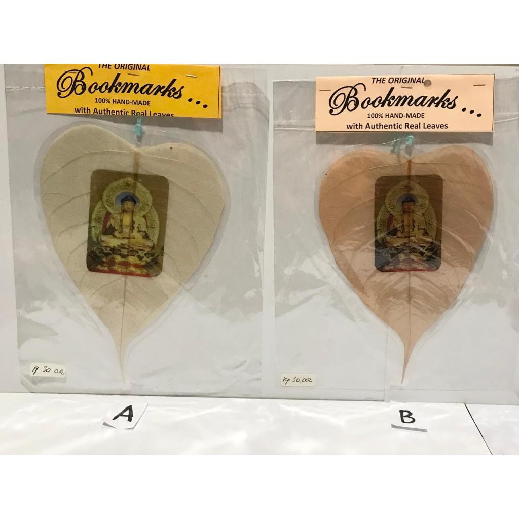 

BOOKMARK/PEMBATAS BUKU/GANTUNGAN DAUN BODHI ASLI HANDMADE BUDDHA BLESS YOU TINGGI +/- 20 cm