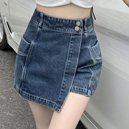 Prt Rok Jeans Pendek Dewasa/Rok Jeans Wanita Kancing Depan2025/Rok Jeans Wanita Import/Rok Jeans