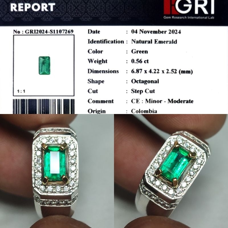 HOT ITEM Natural Emerald Colombia Minor Under 1ct GRI Material Top Crystall Ijo Botol Full Luster Ge