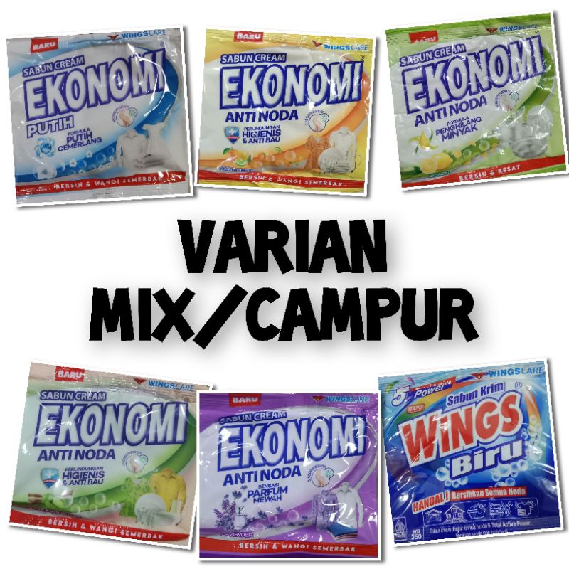 MIX/CAMPUR 30 SACHET SABUN KRIM EKONOMI+WINGS BIRU 1000 (DETERGENT)