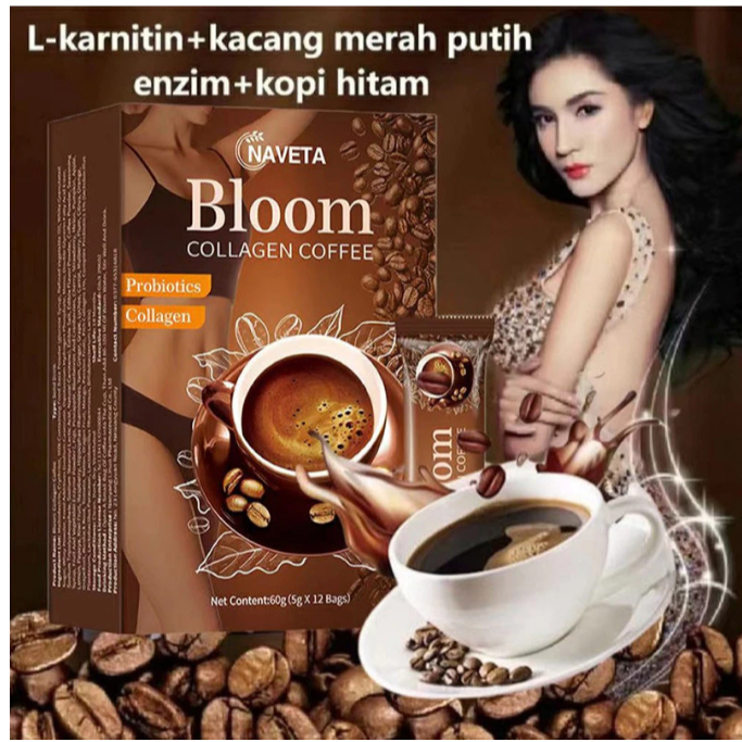 

Bloom Collagen Coffee Kopi Diet Enzim Pelangsing Tubuh Penghancur Lemak Instant Coffee Robusta Collagen Detoksifikasi