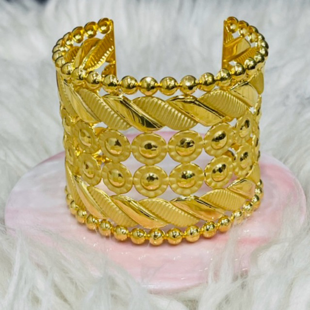 gelang srikandi bulat bulat kerawang mewah elegant emas asli kadar 700