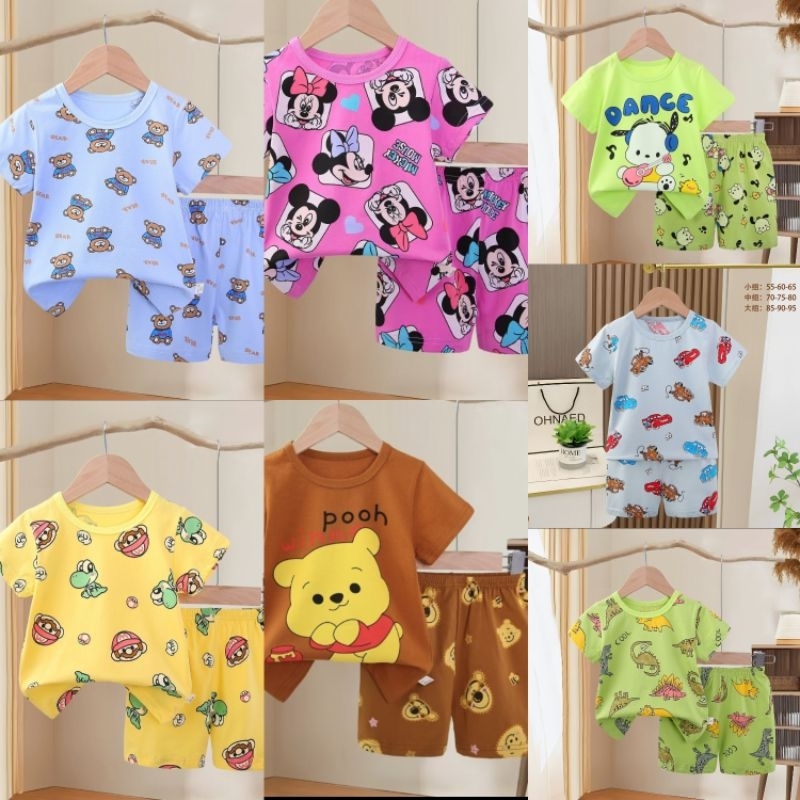 HP ANAK USIA 4-6TAHUN Pendek Organik Setelan Baju tidur Piyama Anak Organik motif karaker beko pony 