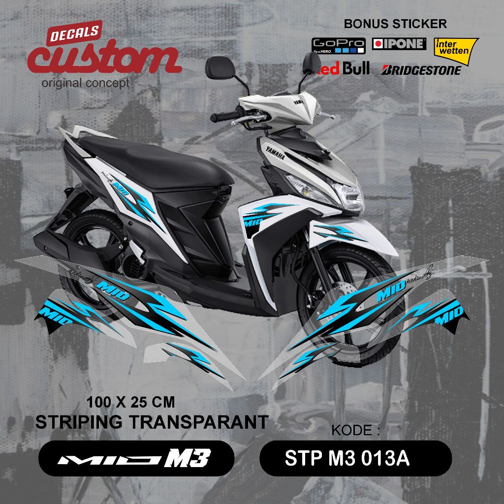 stiker transparan motor yamaha mio m3 x striping transparan yamaha m3