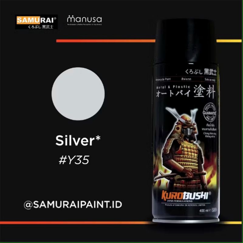 SAMURAI PAINT Y35 SILVER YAMAHA CAT SEMPROT SPRAY PILOK WARNA PERAK MOTOR YAMAHA