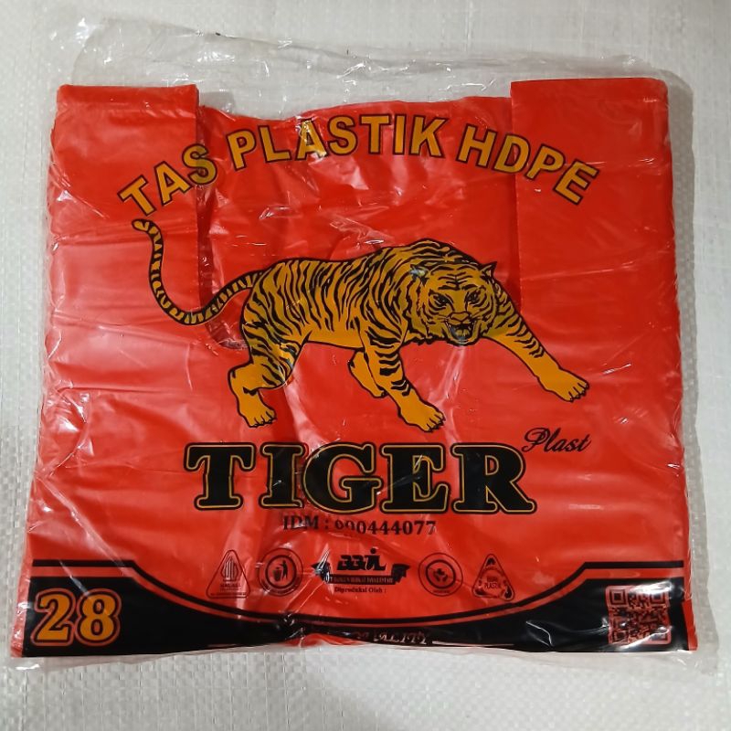 Kantong Plastik HDPE / Kresek Merah Tiger Ukuran 28