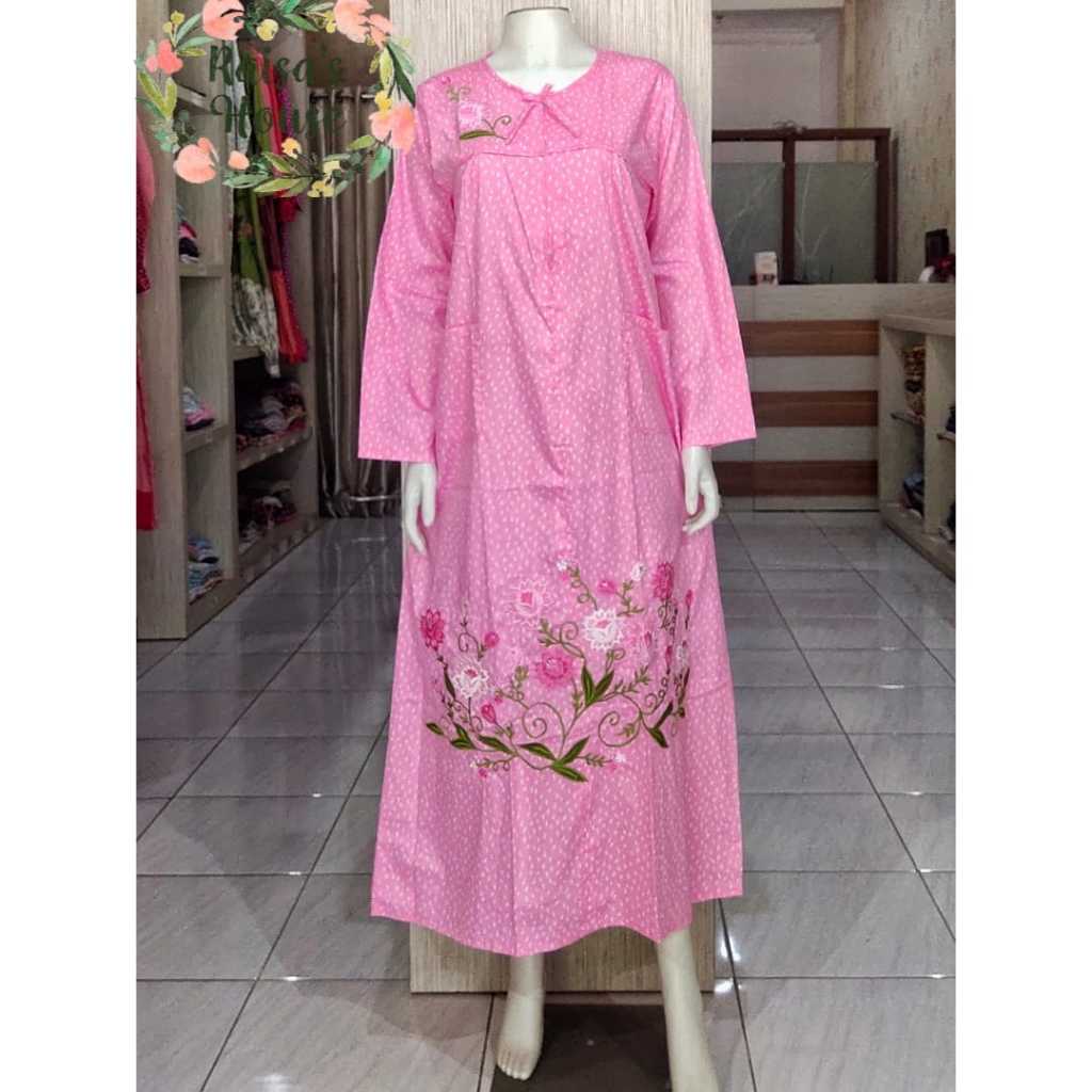 DASTER LONGDRESS BORDIR KHAS MALANG - LENGAN PANJANG | KOMA - PINK