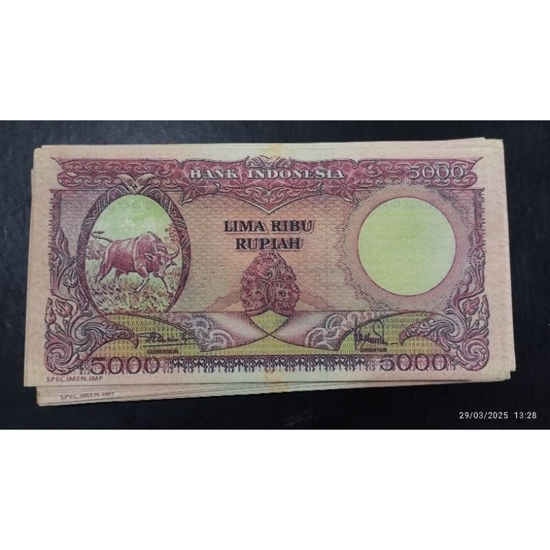 SOUVENIR UANG KUNO 5000 RUPIAH BANTENG