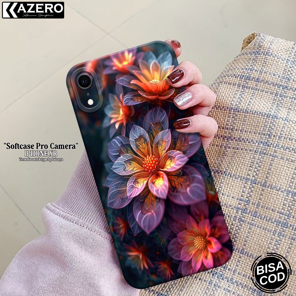 KAZERO - Case Hp IPHONE XR - Fashion Case Bunga Pro Camera - Softcase IPHONE XR - Kesing IPHONE XR -