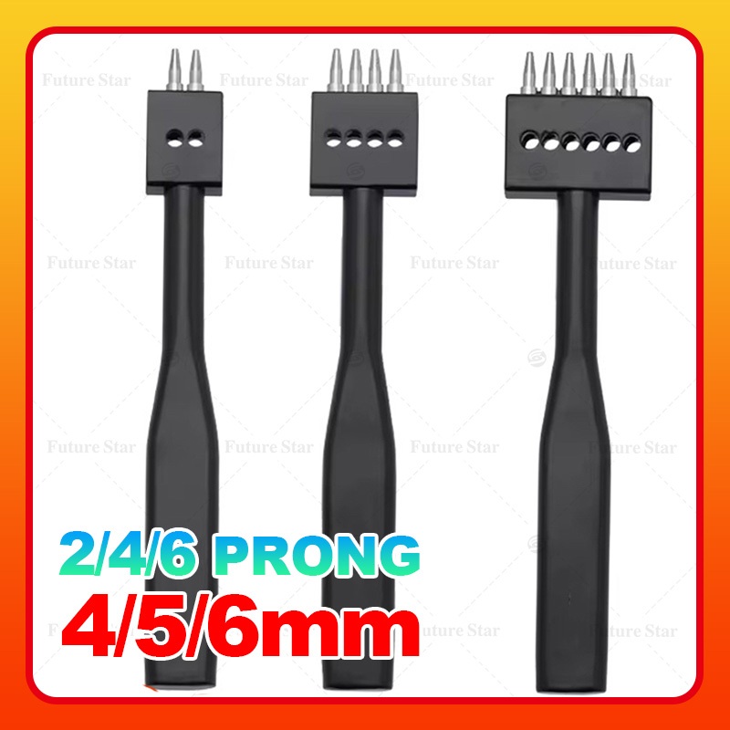 

Alat Kerajinan Kulit Pembolong Kulit 4mm 5mm 6mm 6 Plong Hollow Punch Metal Prong Punches Cutter Stitching Tool Set Pelubang Pemotong Row Spacing Hole for DIY Leather Craft Supplies 2/4 Prong