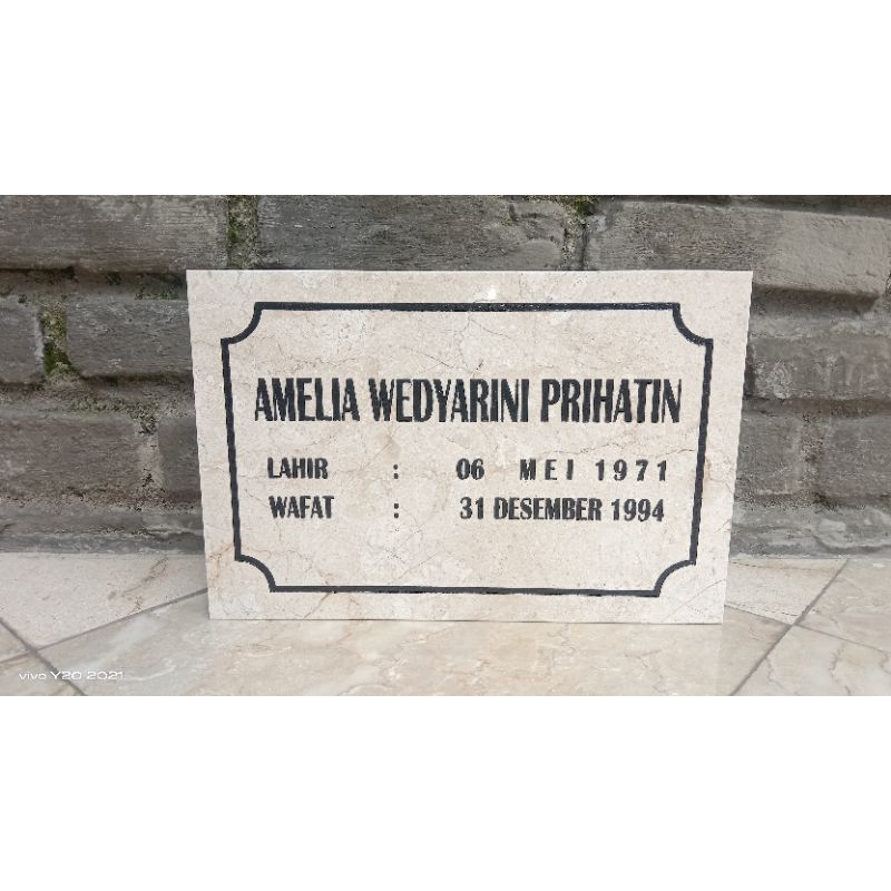 BATU NISAN KUBURAN MARMER ASLI CUSTOM LEMPENGAN 20X30