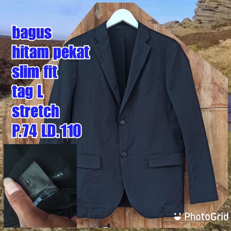 jas blazer outer pria uniqlo hitam