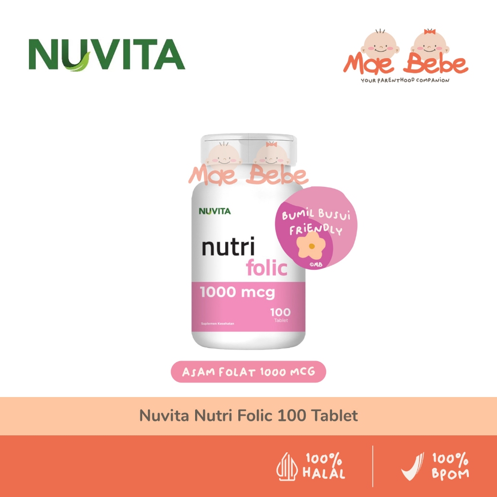 Nuvita Nutri Folic Asam Folat 1000 mcg Suplemen Kesehatan Ibu Hamil Menyusui 100 Tablet