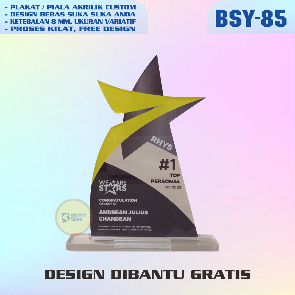 PLAKAT, PIAGAM, VANDEL, PLAKAT PENGHARGAAN, PLAKAT AKRILIK CUSTOM, PIALA, TROPHY, TROPY, TROPI, THRO