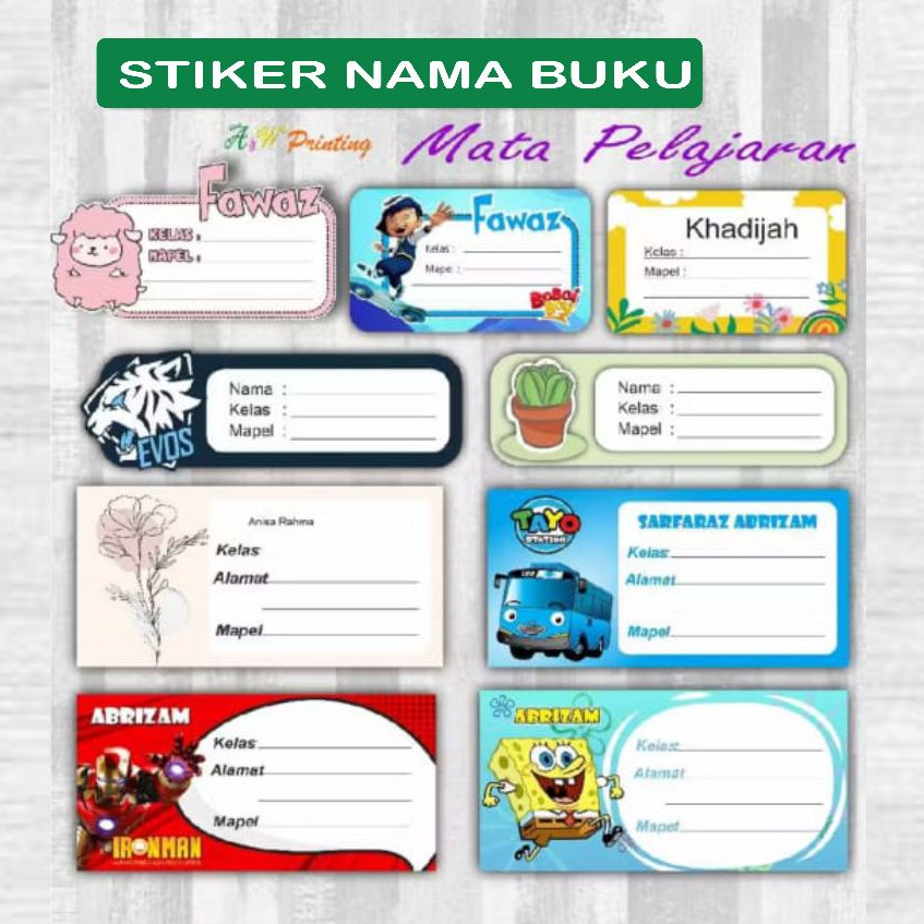 

Stiker Label / Nama Buku Mapel / Pelajaran Sekolah