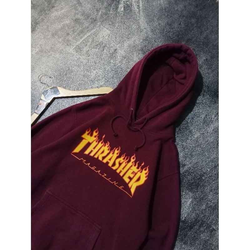 Hoodie thrasher flame maroon