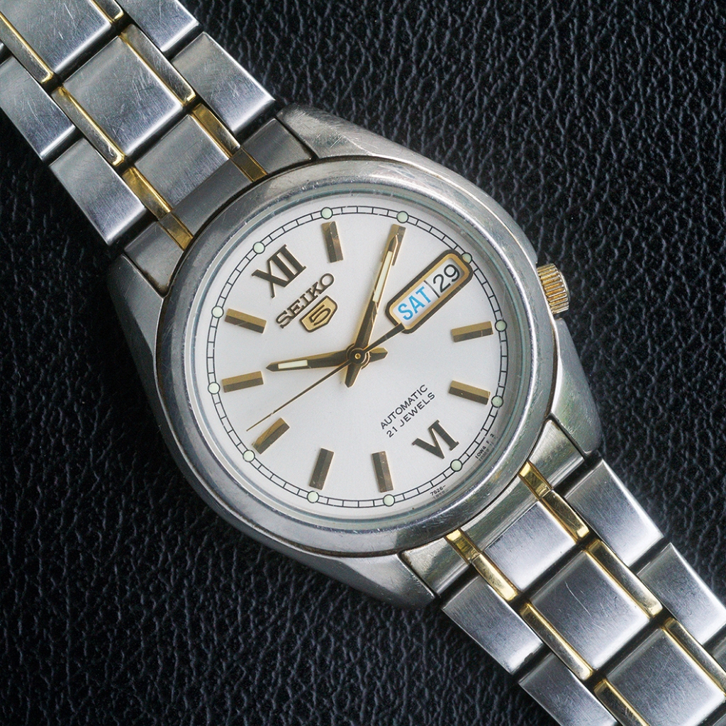 Seiko 5 Sports SNKL57 SNKL57K1 Two Tone silver gold 7s26-01v0 bekas second preloved