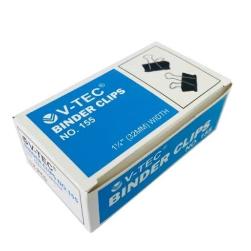 

(skr) 1 PACK isi 12 PCS V-Tec Binder Clip No. 155 - Penjepit Vtec 1 1/4 32 mm Jepitan klip Kertas v tec