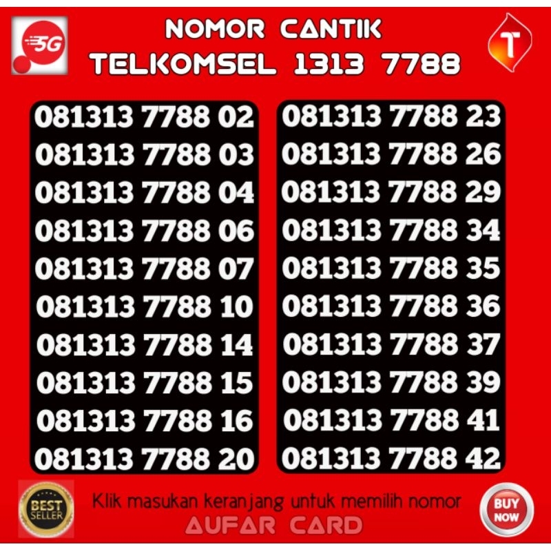 Nomor Cantik Telkomsel Simpati ABAB 1313 7788 RAPI