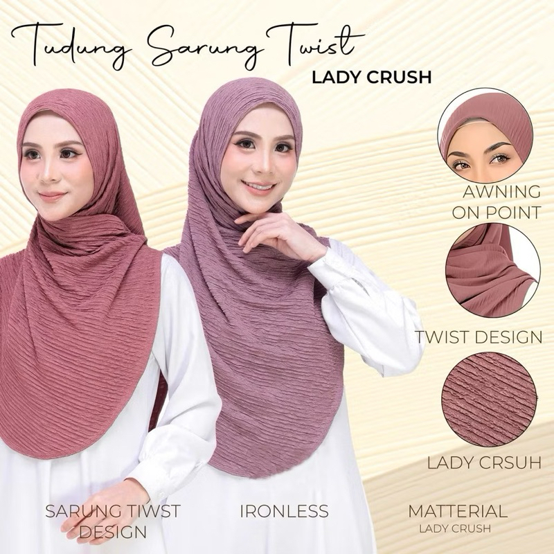 Hijab instant pleated plisket twist premium ironless original Malaysia jilbab instan modest kerudung