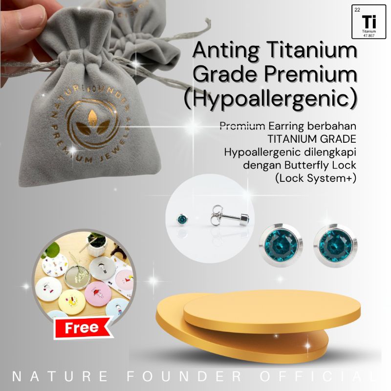 Anting Emerald Diamond Series/ Anting Hypoallergenic Nature Founder/ Anting Bayi/ Anting Anak/ Antin