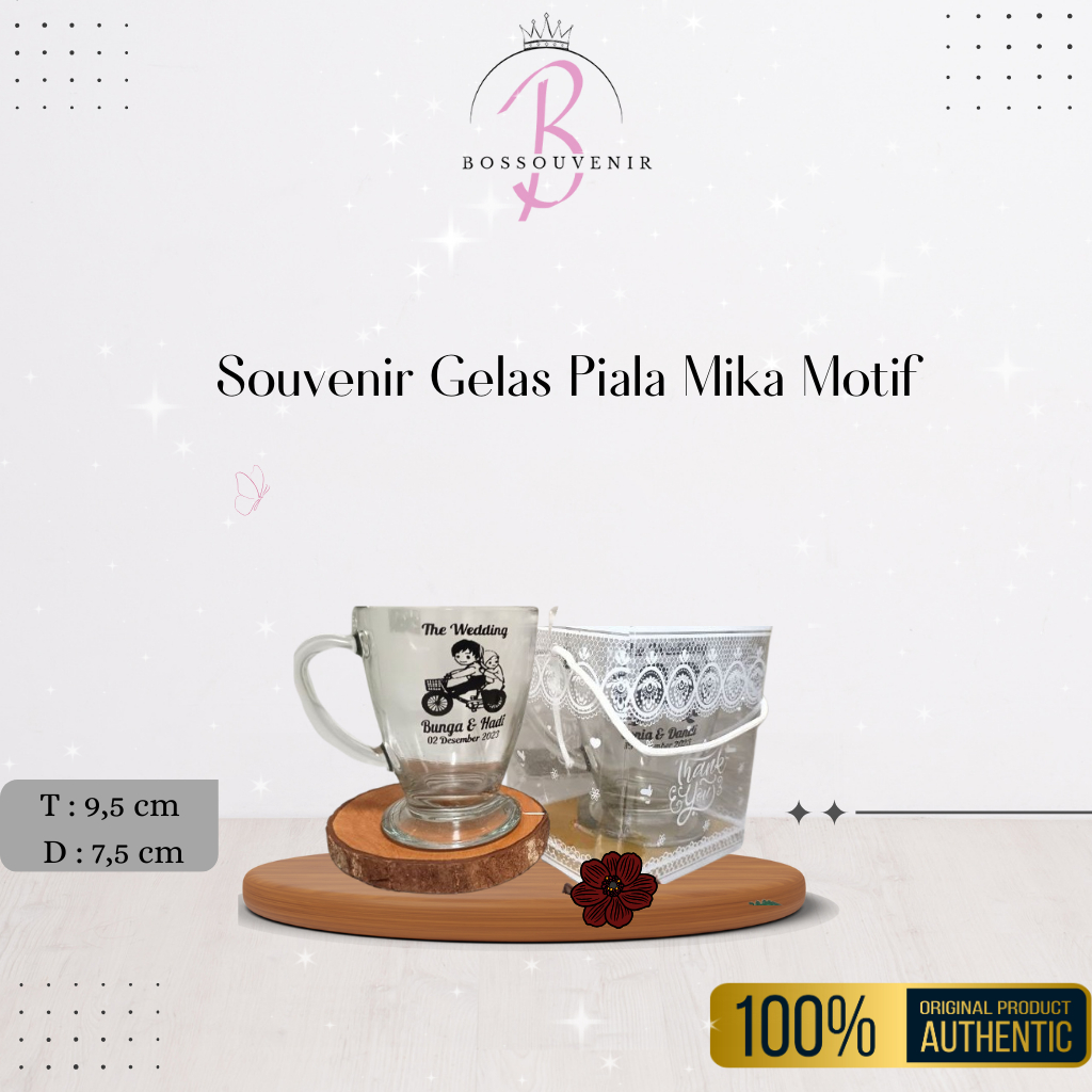 Souvenir Gelas Piala Mika motif