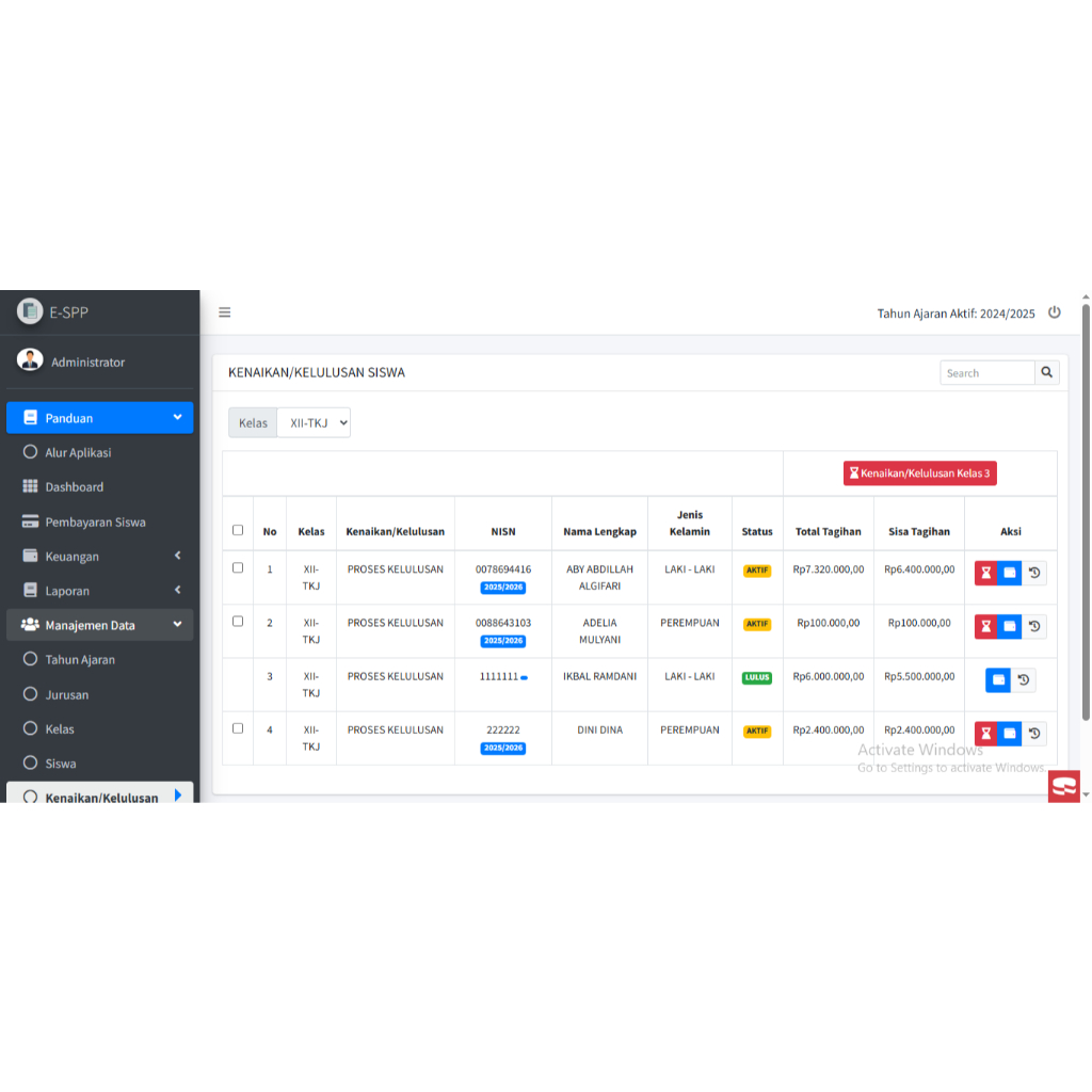 Aplikasi Pembayaran SPP Sekolah Online Berbasis Web (E-SPP )