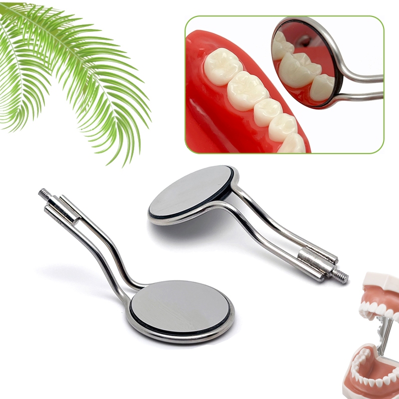 1pcs /cermin mulut intraoral kaca intra oral rhodium doubleside reflektor front surface anti fog den