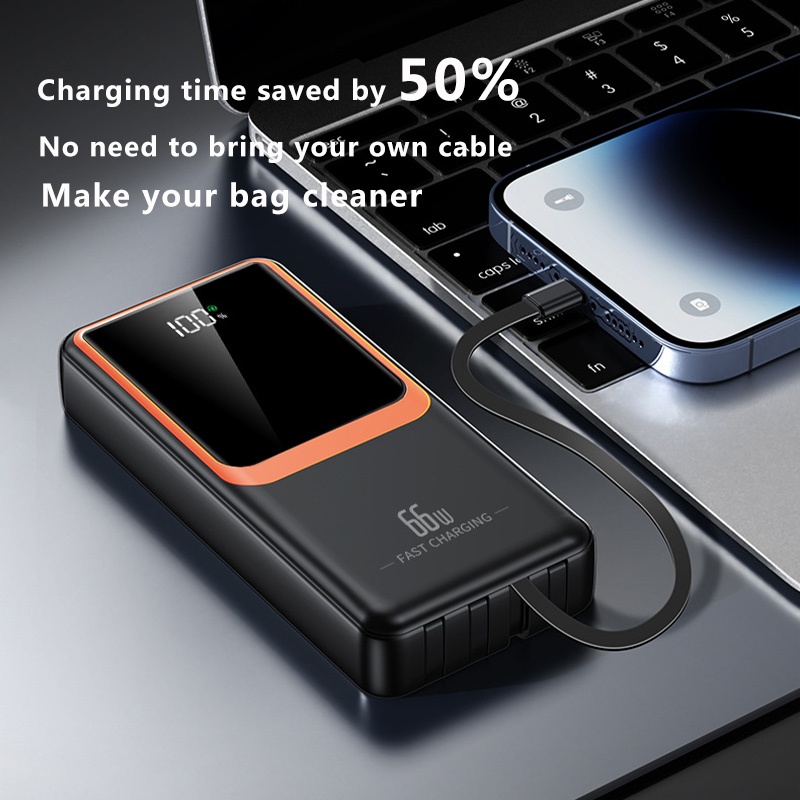 【Free shipping】PD66W Power Bank 500000mah - 200000mah Fast charging original Powerbank Built-in cabl