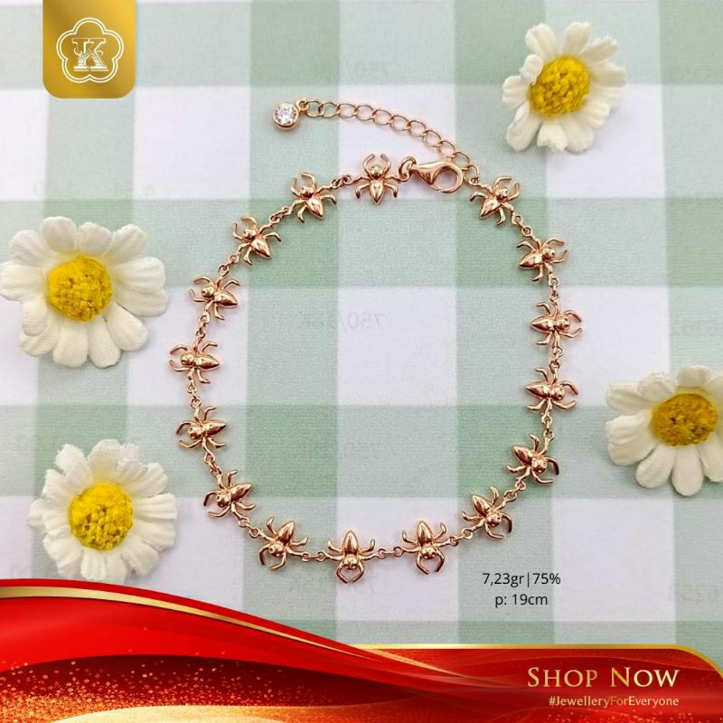 GELANG RANTAI SPIDER ADJUST ROSE GOLD 750