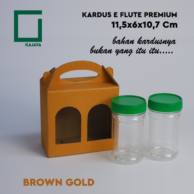 

Box Gable Window Kemasan Hampers Sambal Botol 2x150 ml_11,5x6x10,7 cm_Kardus Bumbu Jinjing E Flute Gold Brown