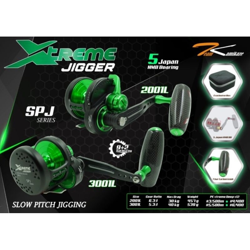 Reel OVERHEAD Team Kamikaze Xtreme Jigger Slow pitch Jigging