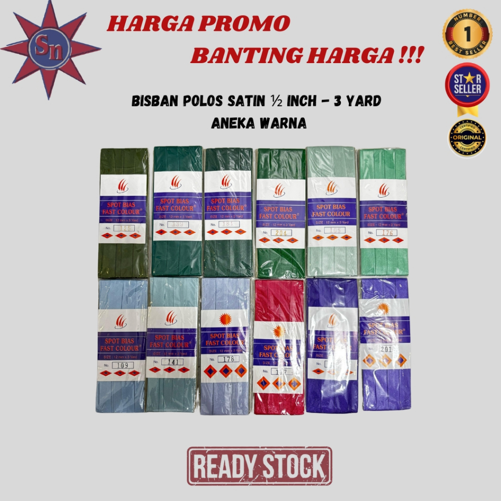 

Bisban Satin Polos 1/2 Inch – 3 Yard Lembut, Elegan, dan Fleksibel Aneka Warna