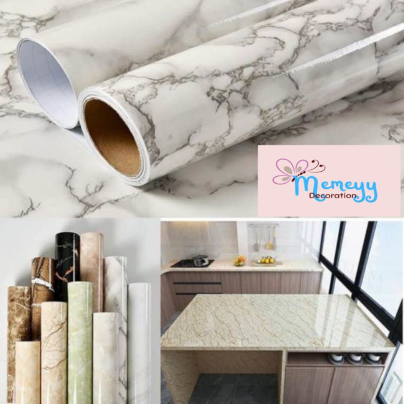 walpaper Dinding Marmer Furniture Dapur Waterproof Anti Noda dan Panas Motif Marmer Marble Serat Kay