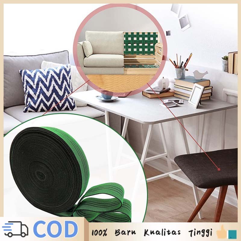 5cm*25m Karet Sofa Kursi Karet Webing Sofa Tali Karet Sofa Karet Buat Kursi Hijau