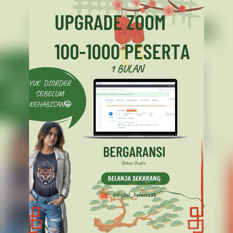 PALING MURAH  UPGRADE ZOOM MEETING PRO 100 PESERTA I ANTI DISABLED