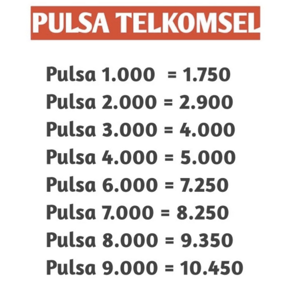 Pulsa Telkomsel 1000,4000,6000,8000,9000