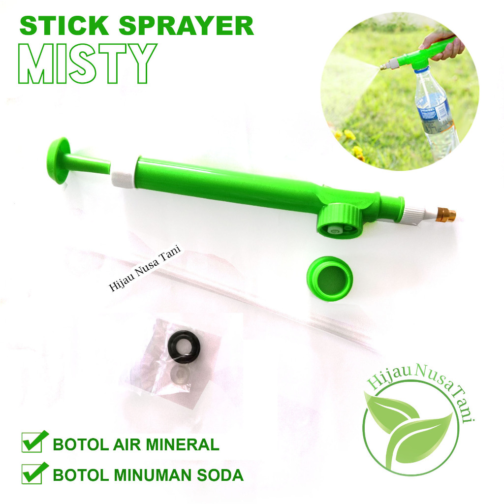 STICK SPRAYER "MISTY" Hijau - Kepala Head pressure sprayer untuk botol plastik bekas air mineral aqu