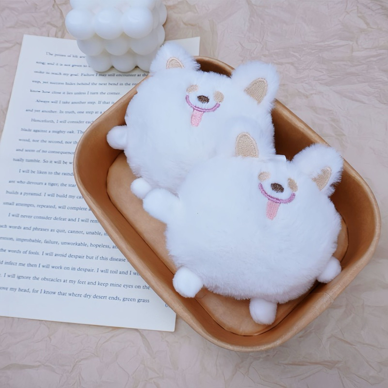 Gantungan Kunci Plushie Samoyed Boneka Anjing Bunyi