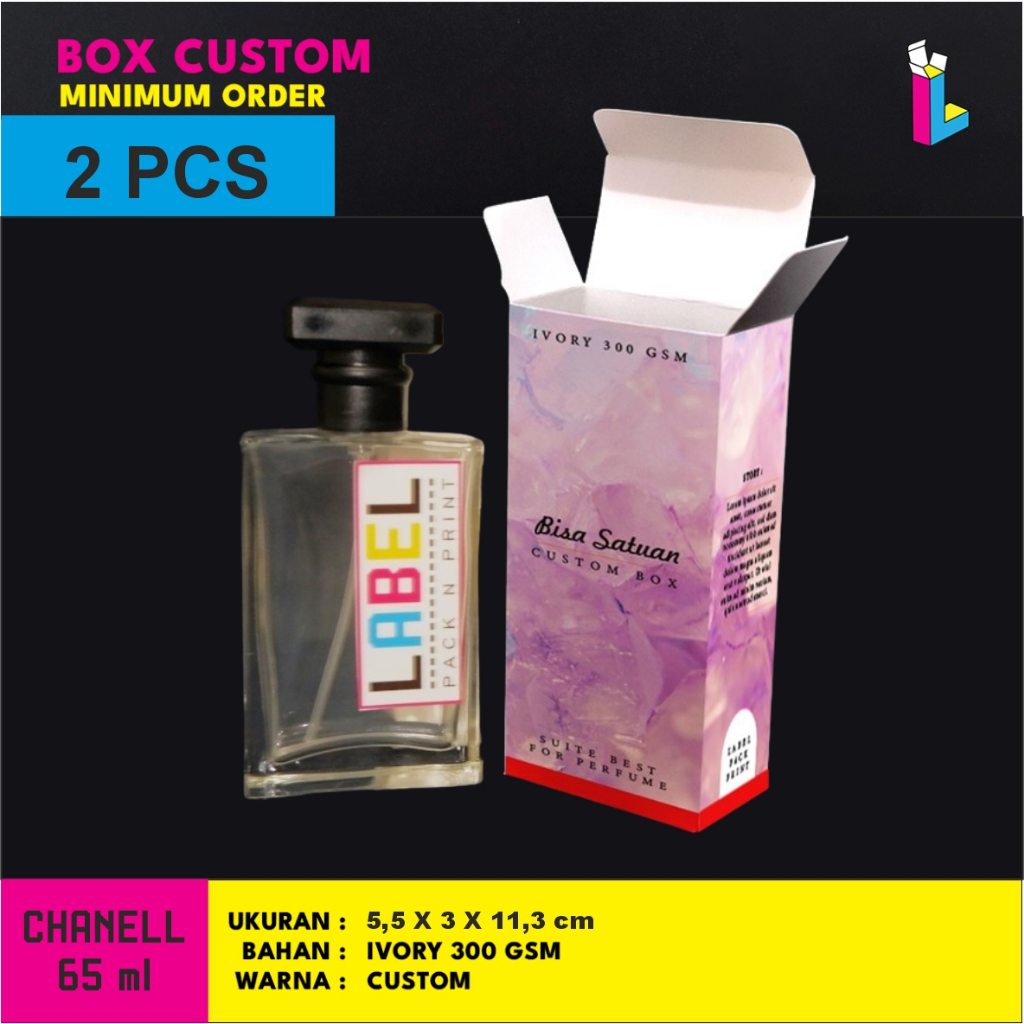 Box / Dus Packaging Botol Chanell 65ml Custom Desain Full Print